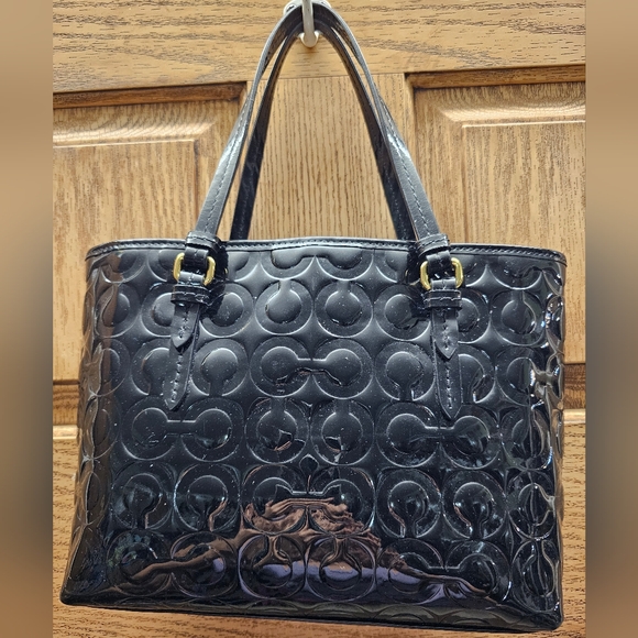 Coach Peyton Satchel/Small Tote Embossed Patent Black leather F50540 EUC - Picture 3 of 16